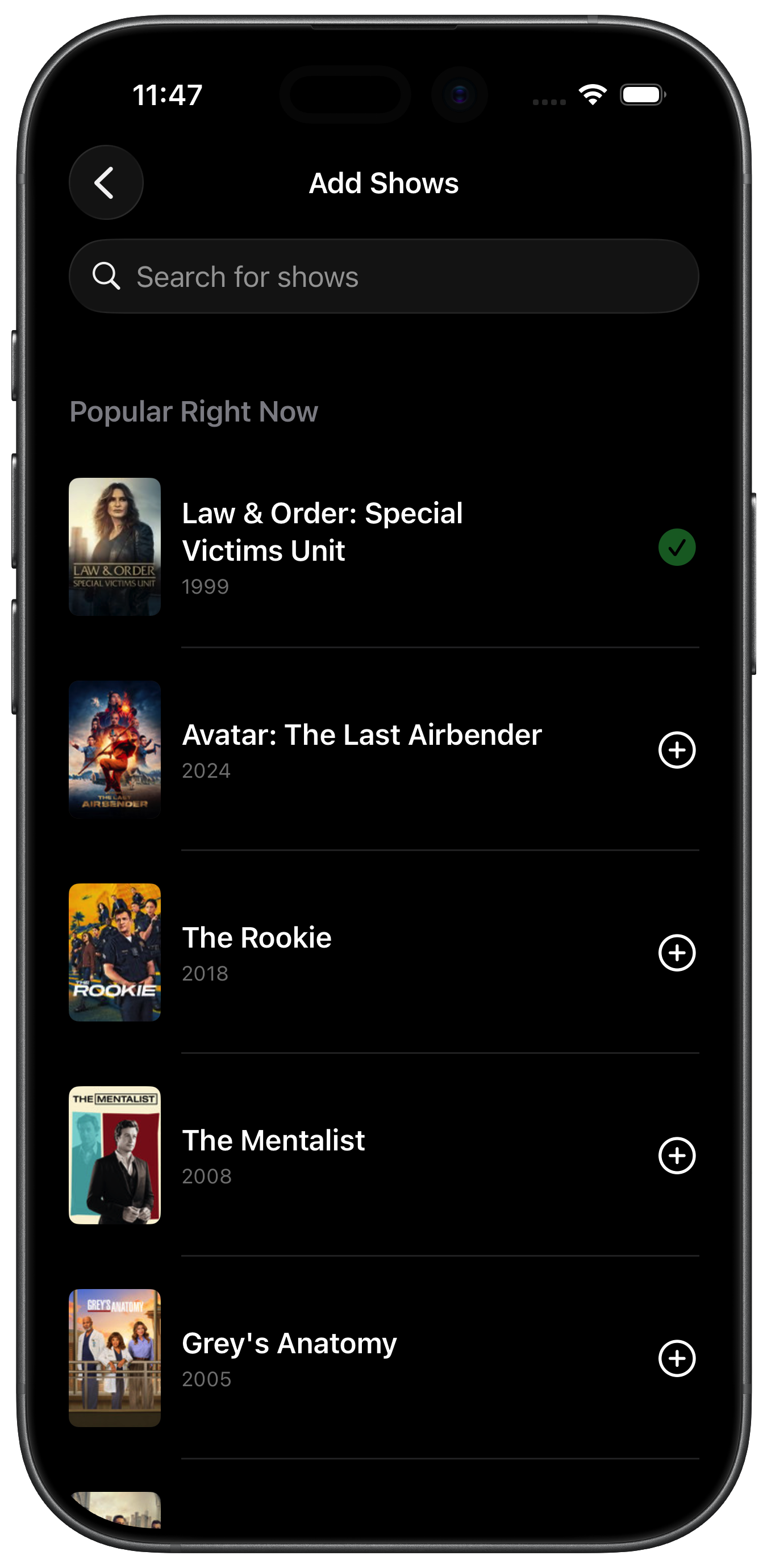 Add shows