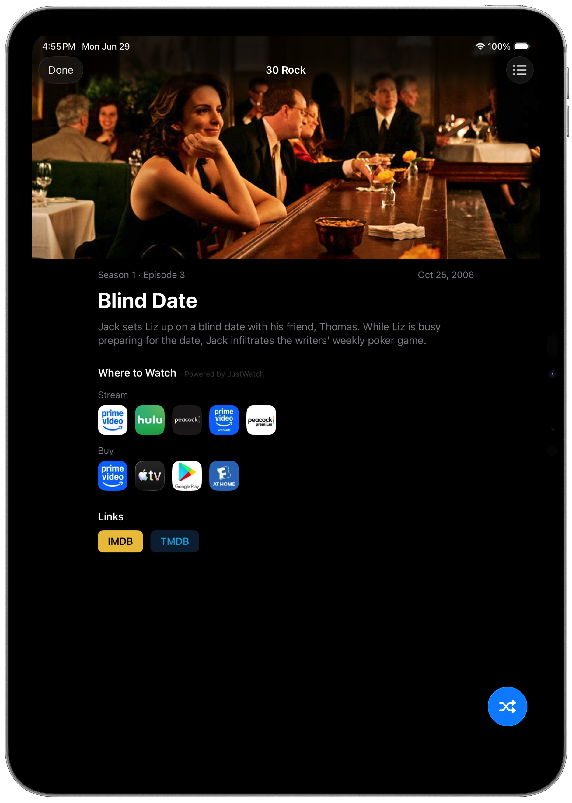 Episode detail on iPad